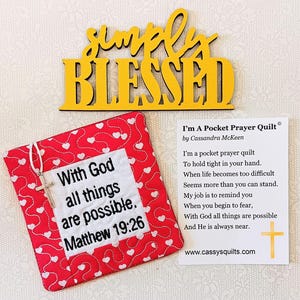 Colcha de Oração de Bolso com Cruz e Bolso Traseiro - Bordada com a Escritura "Com Deus Todas as Coisas São Possíveis" Mateus 19:26
