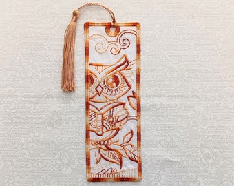 Owl Bookmark Embroidered Free Standing Lace Book Lover's Gift