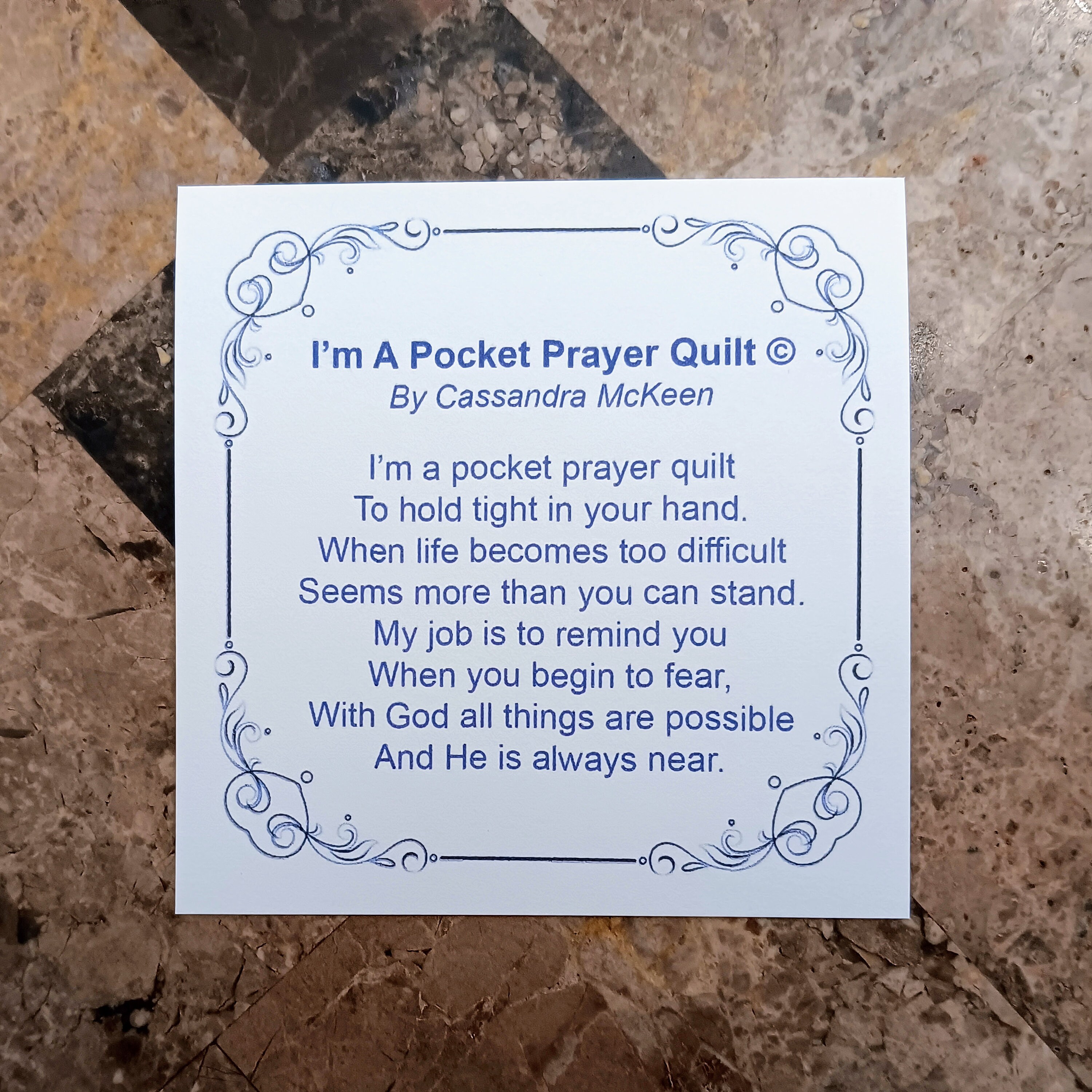 Cross Pocket Prayer Quilt with & Back Pocket for Prayer Cards Includes Im  A Pocket Prayer Quilt Poem Card