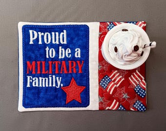 Patriotic Mug Rug - Ideal Gift for Coffee and Tea Lovers - Fabric Rectangle Coaster
