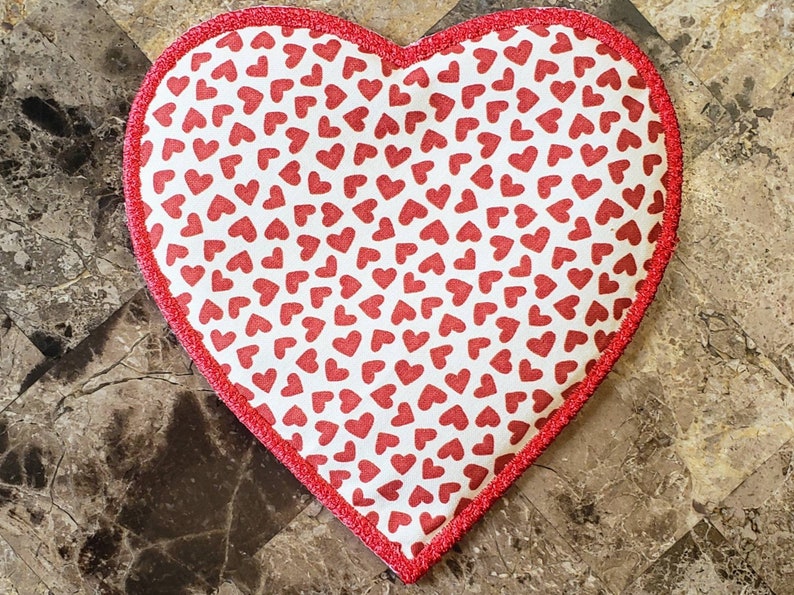 Heart Shaped Mug Rug W/ Red Quilting Valentine's Day Mug Etsy