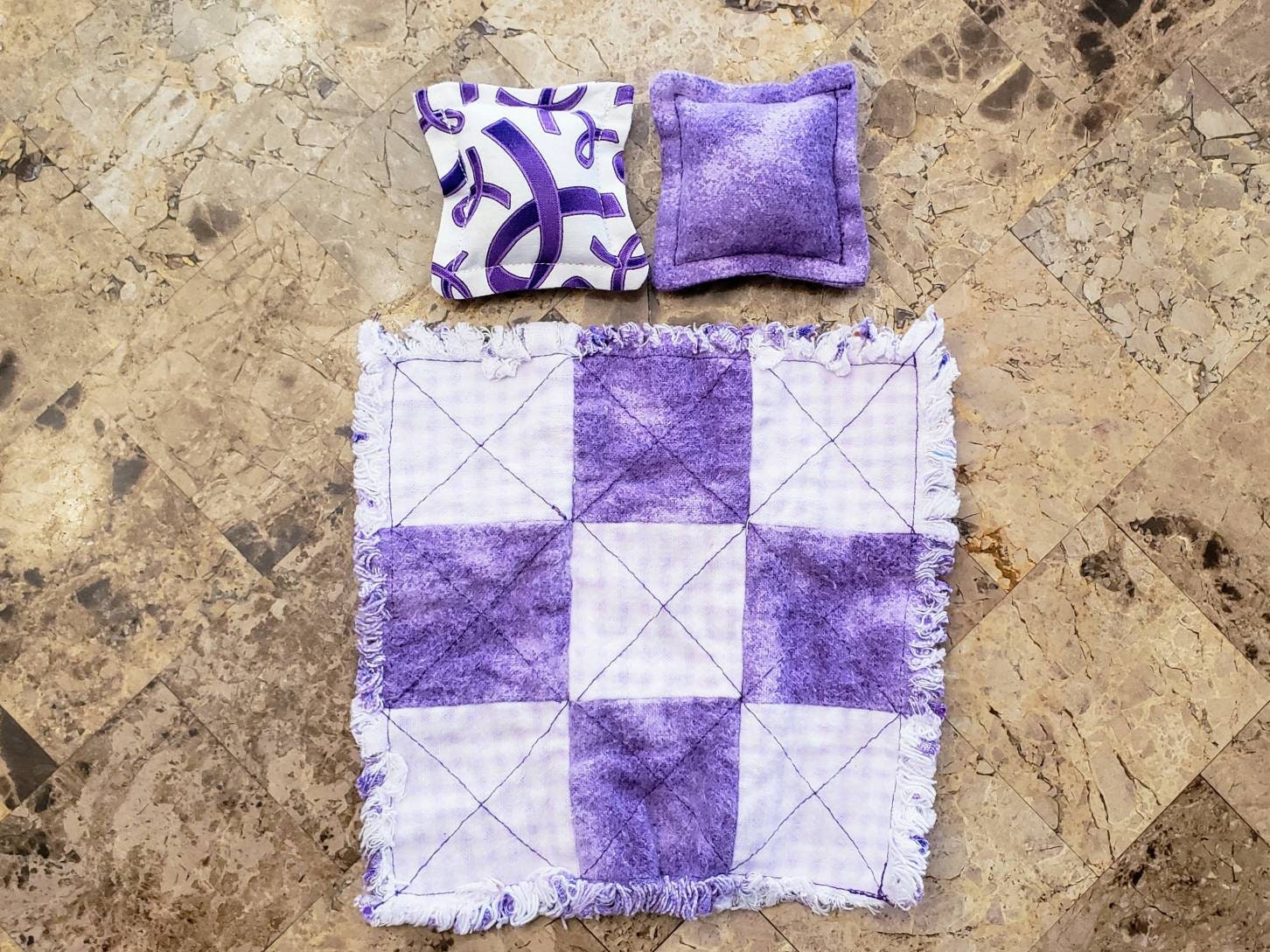 Toys & Games Lupus Awareness Purple Ribbon Doll Quilt with Ragged Seams