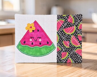 Watermelon Mug Rug Summer BBQ Rectangle Coaster Flower Coffee Tea Lover's Gift