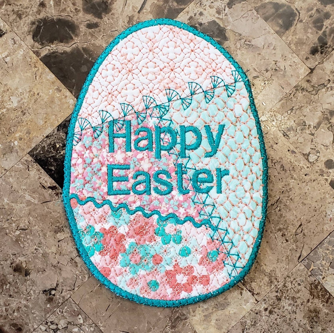 Easter Egg Mug Rug Happy Easter Mug Rug Embroidered Quilted Etsy
