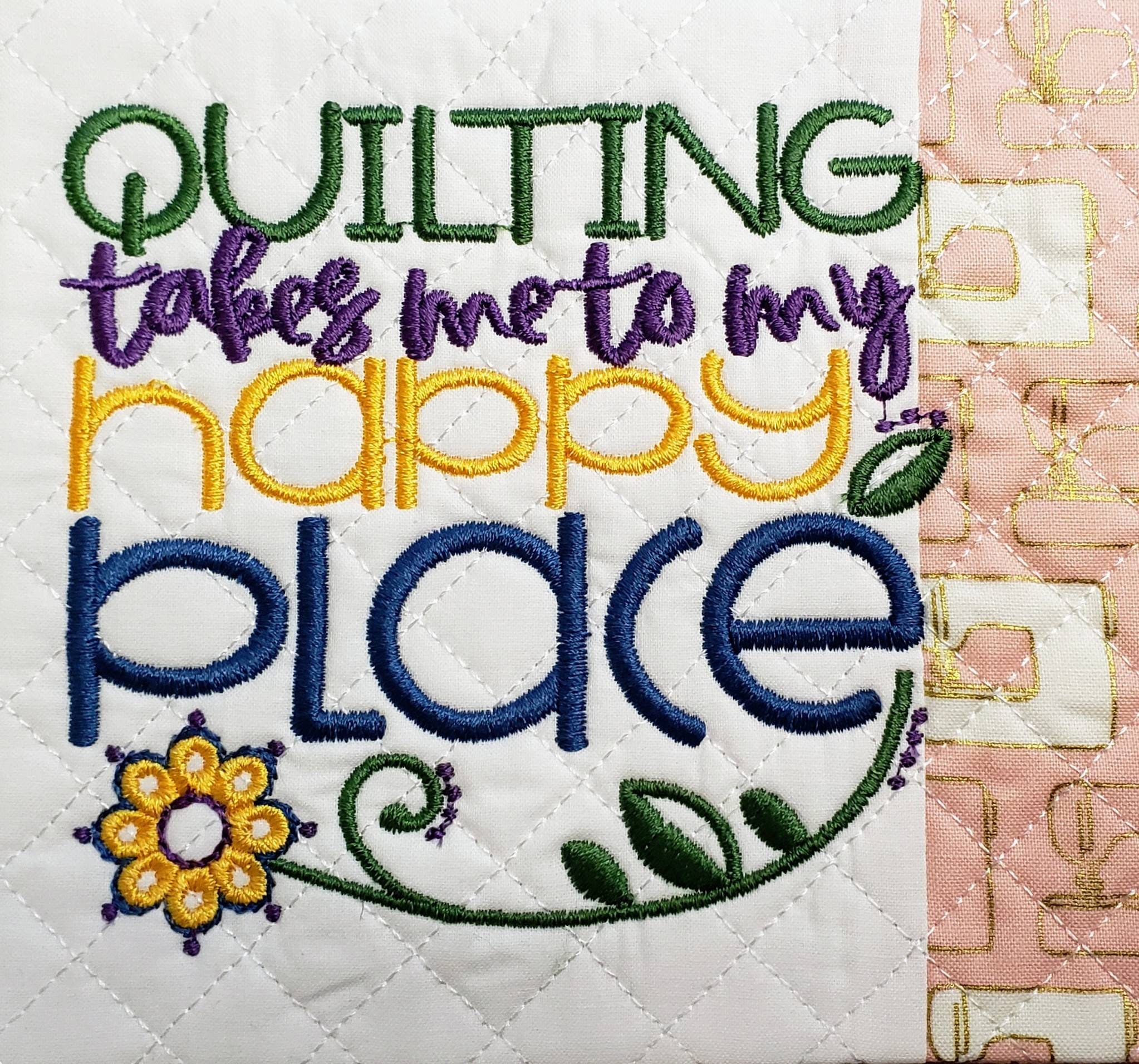 Quilting Takes Me To My Happy Place Rug Quilt Eat Sleep Kimberbell Mug Rug  Design Embroidered Quilted Handmade Coaster Kitchen Decor