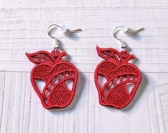 Apple Lace Earrings - School Teacher Gift
