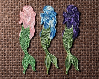 Mermaid Bookmark: Embroidered Free Standing Lace