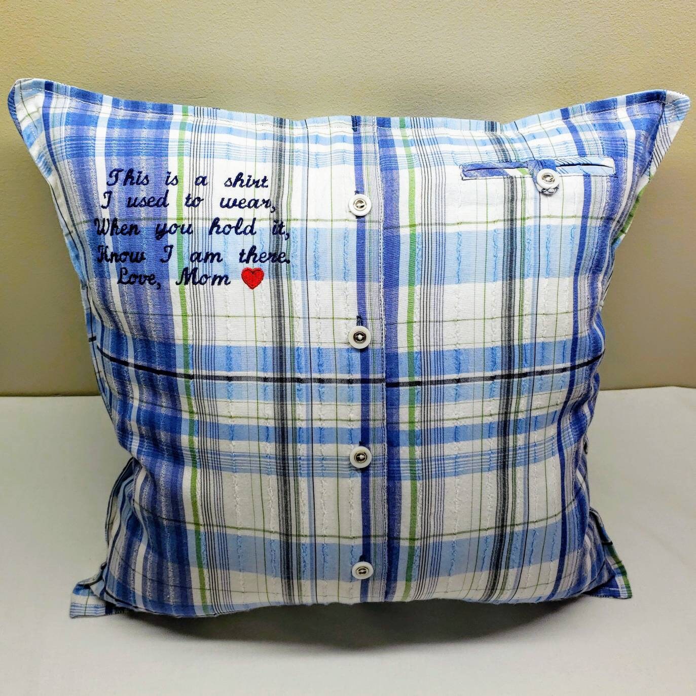 Memory Pillow Custom Made From Your Loved One's Shirt Can Etsy