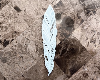 Feather Bookmark Embroidered Free Standing Lace Book Lover's Gift