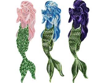 Mermaid Bookmark: Embroidered Free Standing Lace