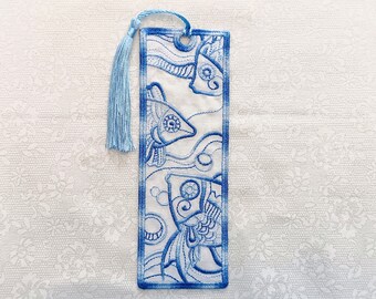 Fish Design Free Standing Lace Bookmark - Intricate Handcrafted Lace Book Marker