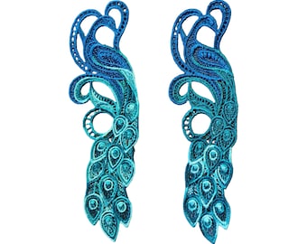 Peacock Bookmark: Embroidered Free Standing Lace