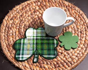 Shamrock Mug Rug - St. Patrick's Day Quilted Coaster Gift