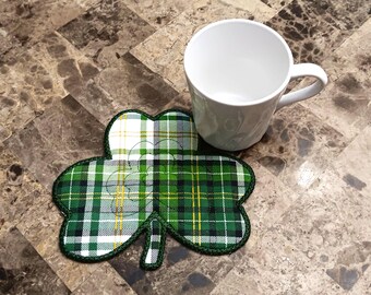 Shamrock Mug Rug - Ideal Gift for Coffee and Tea Lovers - Fabric Coaster - St. Patrick's Day