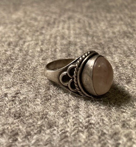 SALE vintage sterling silver with milky pink stone