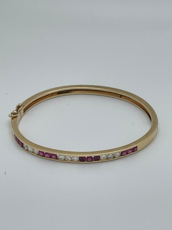 Bangle Bracelet With Diamonds and Rubies - image 1