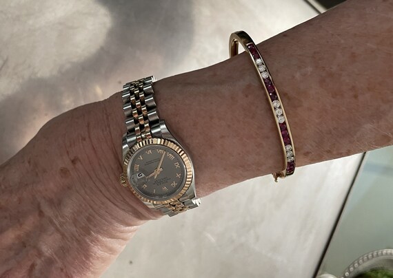 Bangle Bracelet With Diamonds and Rubies - image 3