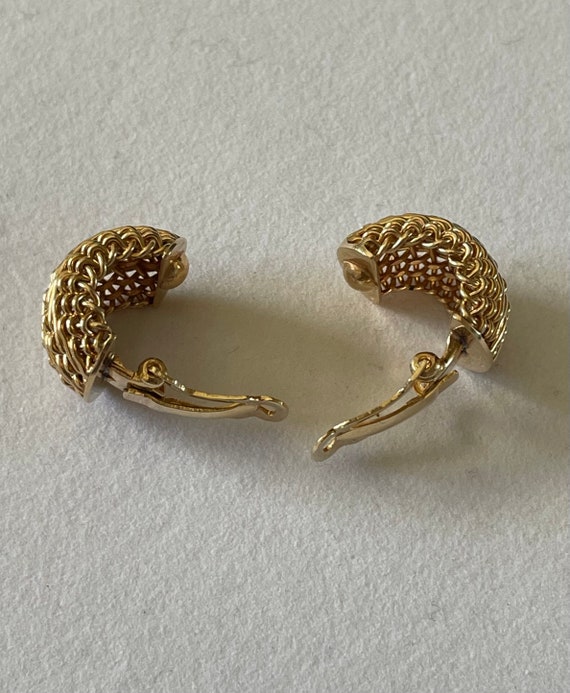 Woven Gold Motif ear clips in 14K yellow gold - image 2