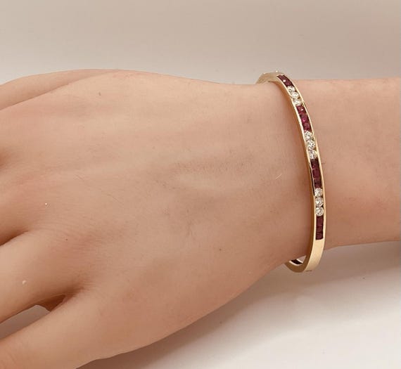Bangle Bracelet With Diamonds and Rubies - image 4