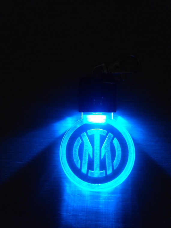 Inter LED Luminous Key Ring With Logo Engraving, Gift Idea for a Birthday  or Gadget for the Nerazzurri Fans 