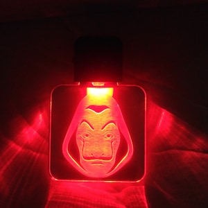 portachiavi luminoso Casa de Papel - Casa di carta, inciso nel plexi, illuminato con luce a led che cambia, idea regalo