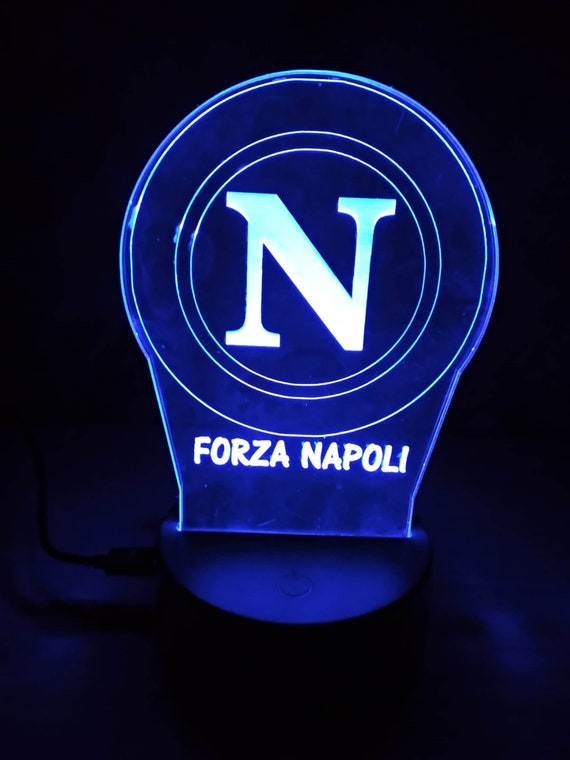 Lampada a led plexi logo Napoli, squadra calcio, regalo tifoso compleanno -   Italia