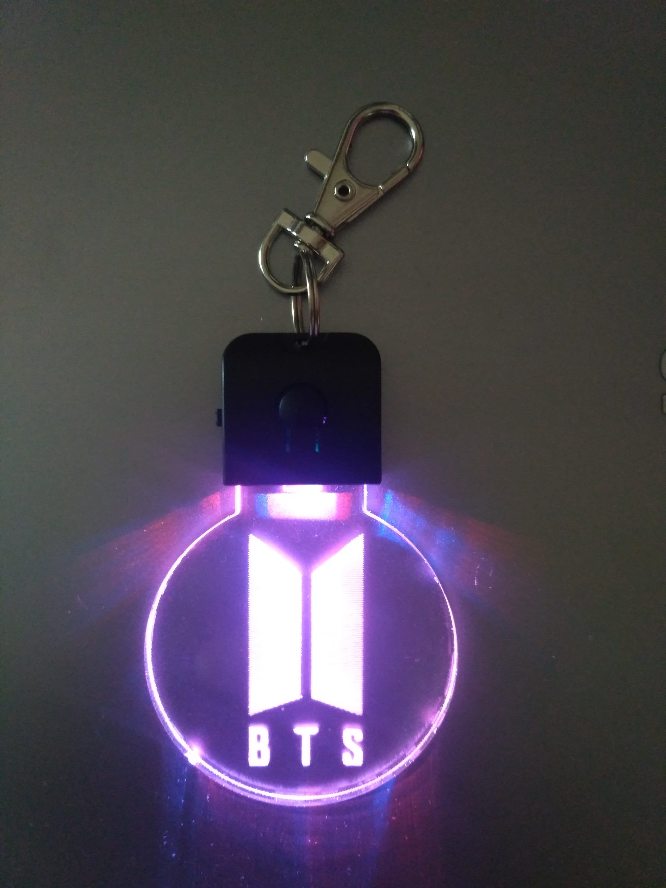BTS Logo Engraving LED Light up Keychain, Korean K-pop Music