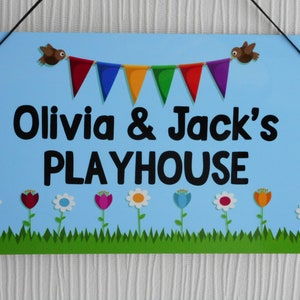 Personalised Playhouse Plaque,  Nursery Playroom Sign, Bedroom Door Plaque with Name