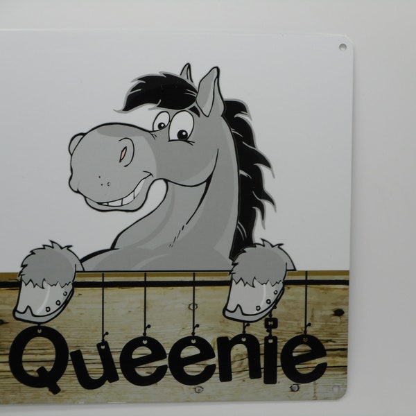 Personalised Stable Door Name Plate Sign Horse Plaque Shades of Grey Equestrian Tack Room Metal