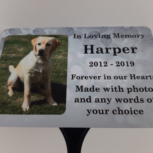 Pet Memorial Personalised Photo Plaque, Dog Grave Marker, Cat Loss Plaque, Tree Marker Ground Spike Stake