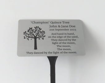 Tree Marker Plaque and stake, Personalised memorial, Time Capsule, silver plant sign