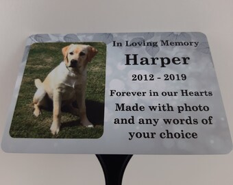 Pet Memorial Personalised Photo Plaque, Dog Grave Marker, Cat Loss Plaque, Tree Marker Ground Spike Stake