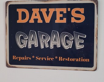 Personalised garage sign, workshop plaque with any words, weatherproof metal