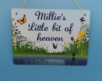 Personalised Plaque, Weatherproof Metal garden sign, Custom words and name