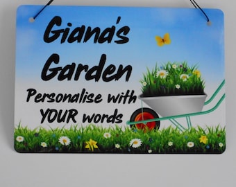 Personalised Garden Plaque, Metal gardeners gift,  Allotment sign with name