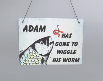 Personalised Fisherman plaque, Fishing Angler gift, Metal sign with name