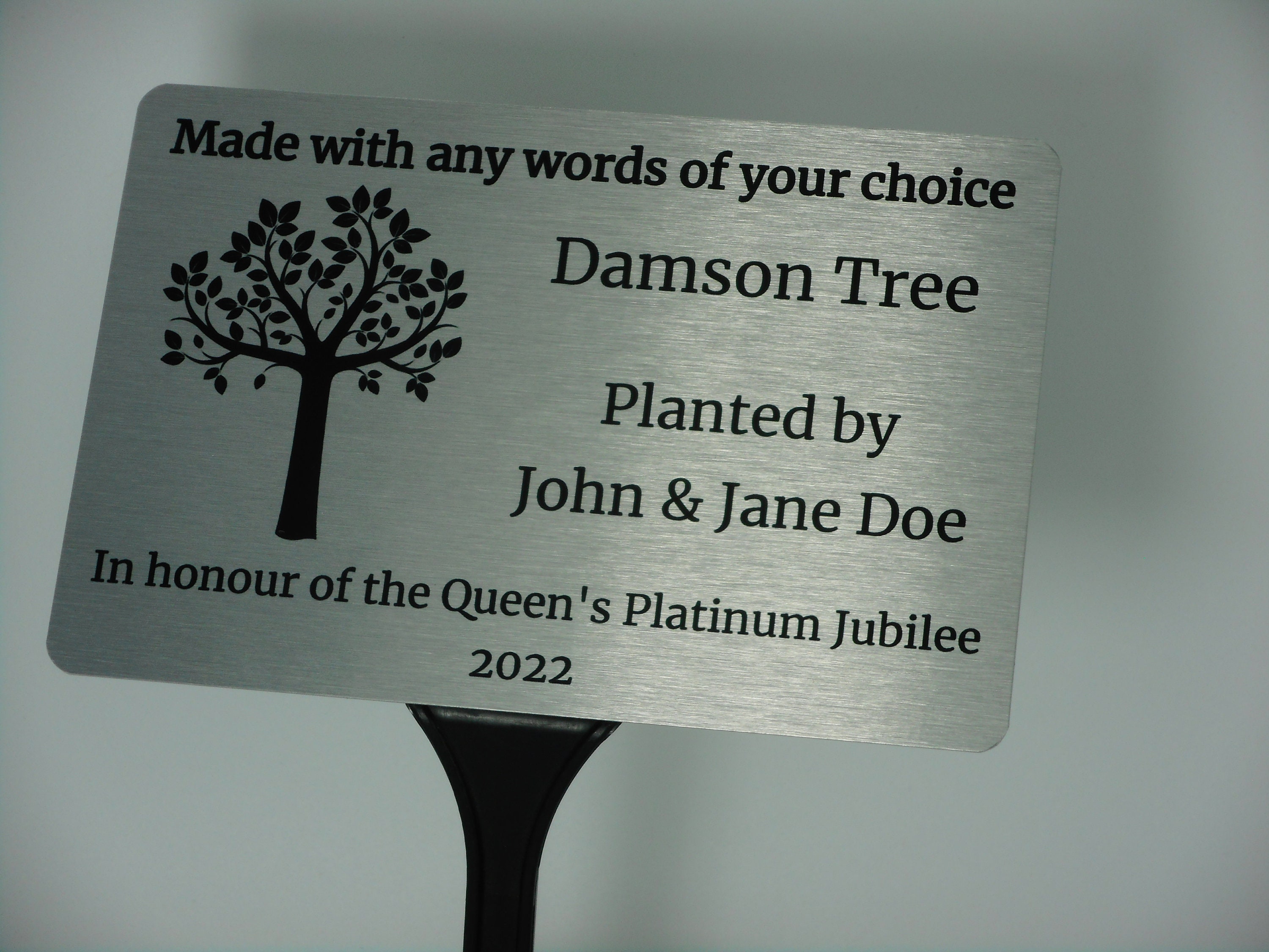 Personalised Tree Marker Plaque Queens Jubilee Platinum Silver Etsy UK