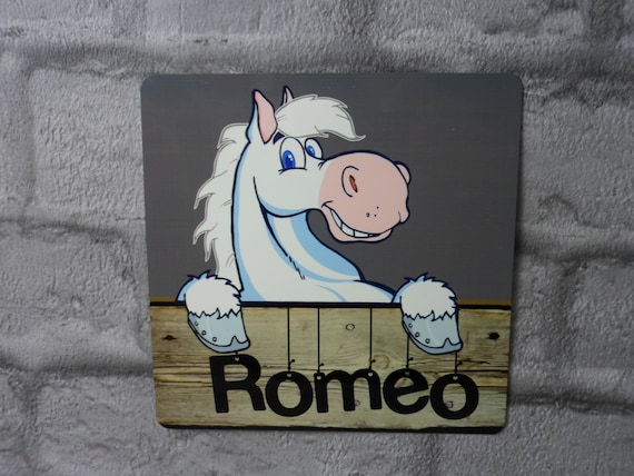 Stable Horse Name Pony Personalised Cartoon Sign Plaque Door Tack Room Yard 