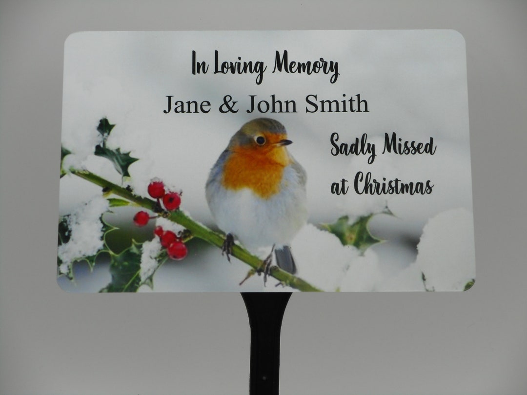 Personalised Christmas Memorial Plaque Robin Tree Grave Marker Etsy UK