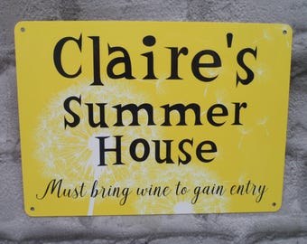 Personalised summer house sign, shed plaque with name, weatherproof
