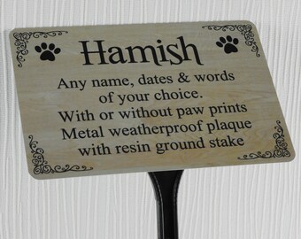 Personalised Pet Memorial Plaque, Dog Cat Grave Marker, Remembrance Nameplate