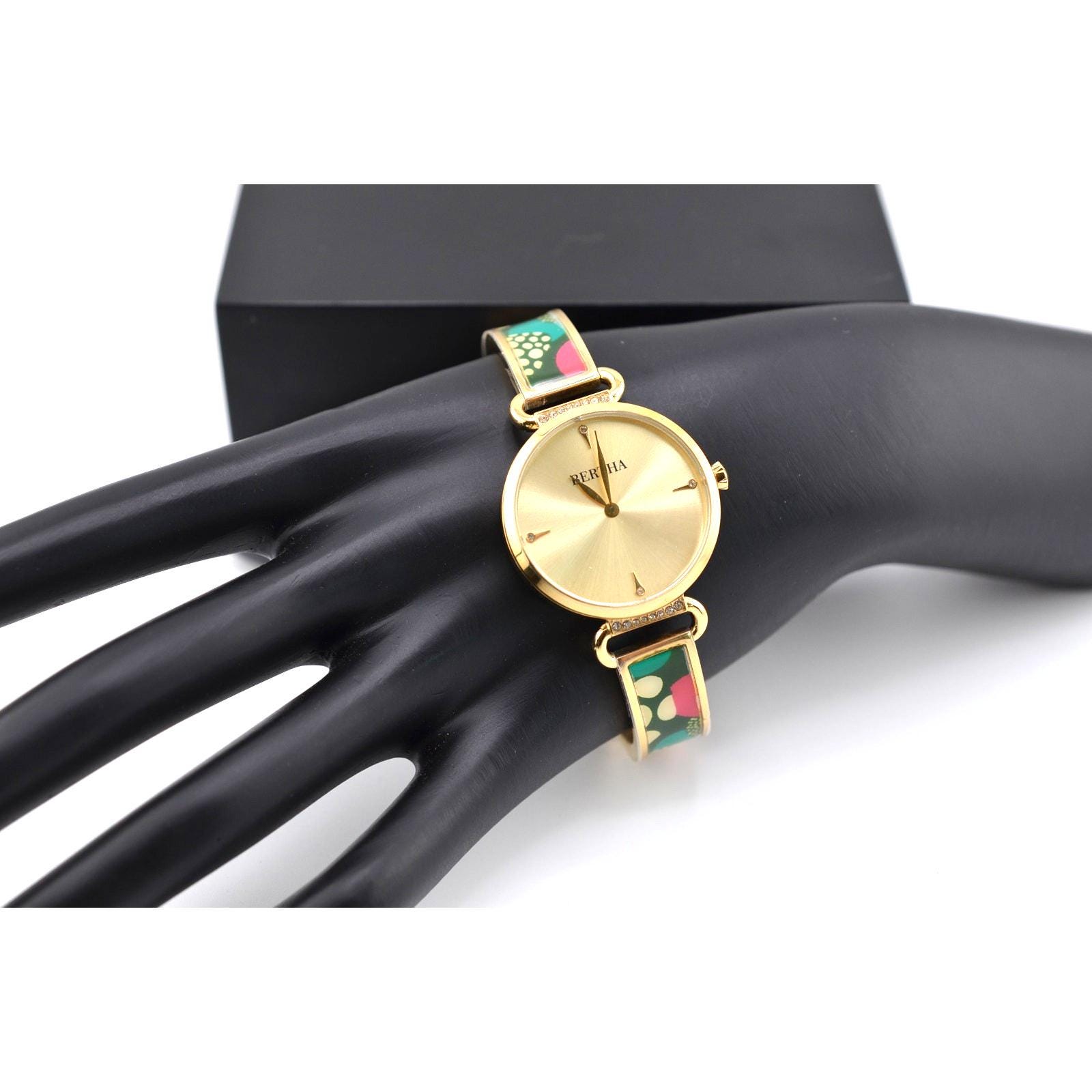 Bertha Katherine Enamel Bracelet Designed watch New In Box Bertha Gold Plated Mother of Pearl Wrist Watch 38mm Elephant  main image 3