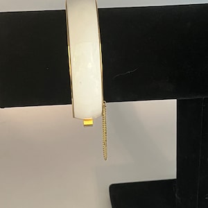 Gold-Tone White Enamel Bangle Bracelet