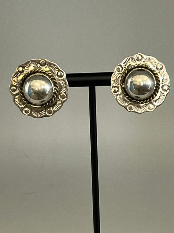 Vintage 925 Sterling Silver Mexico Large Earrings