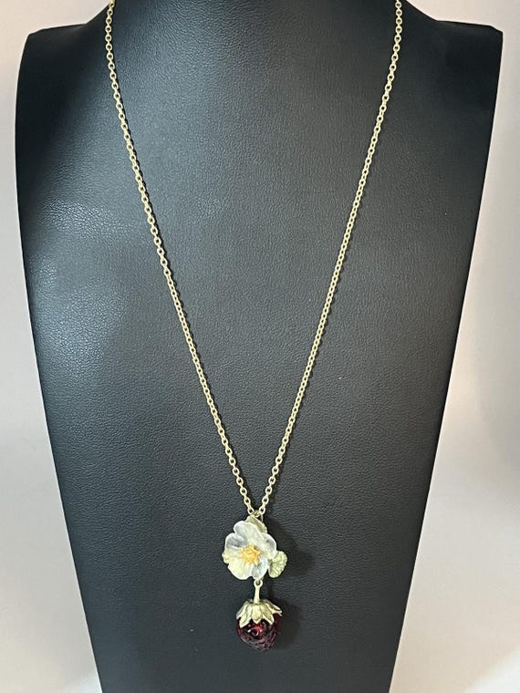 Michael Michaud Strawberry Flower Drop Necklace - Etsy