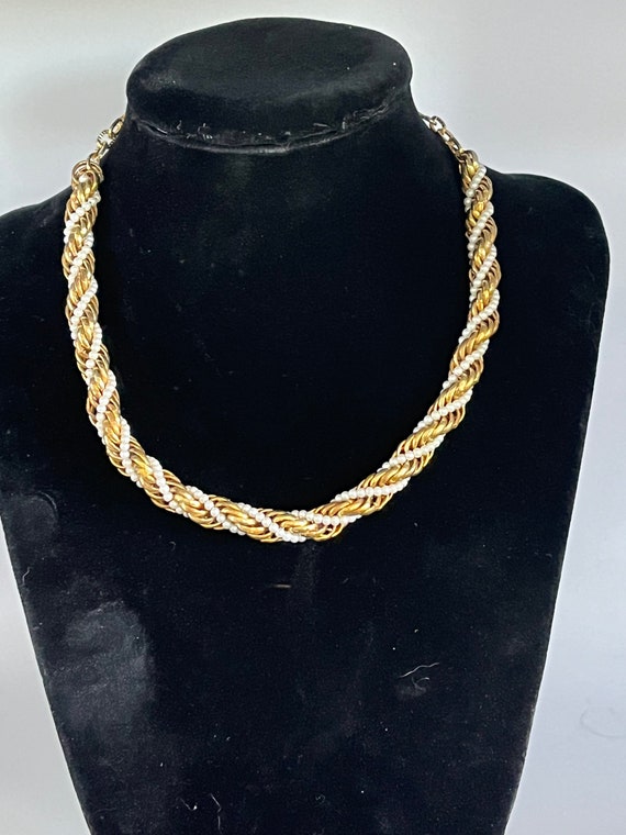 Gold-Tone and Imitation Pearl Twist Necklace