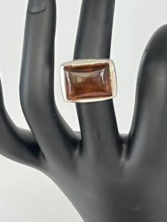 Sterling Silver Amber Ring Size 5