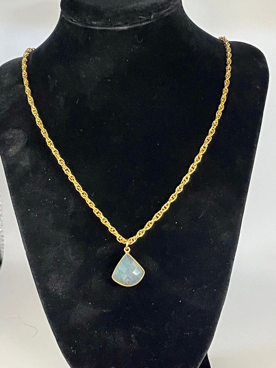 Gold Chain with Blue Pendant Necklace