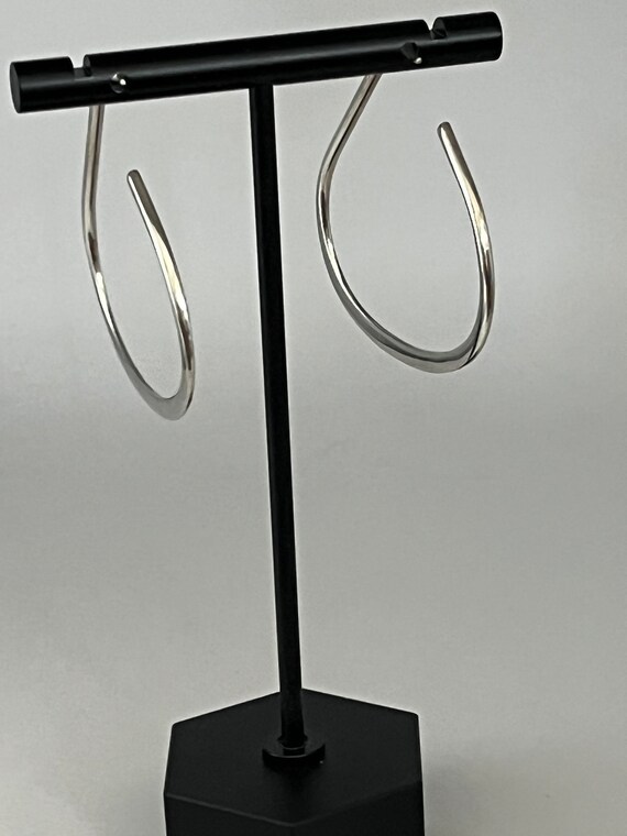 Sterling Silver Hoop Earrings 1.5 Inch Drop View 2