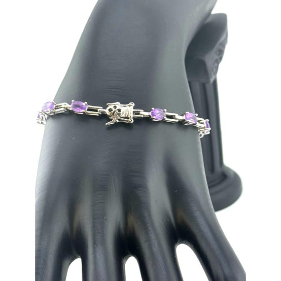 美しいアメジストリンクブレスレット（スターリングシルバー） - Etsy 日本